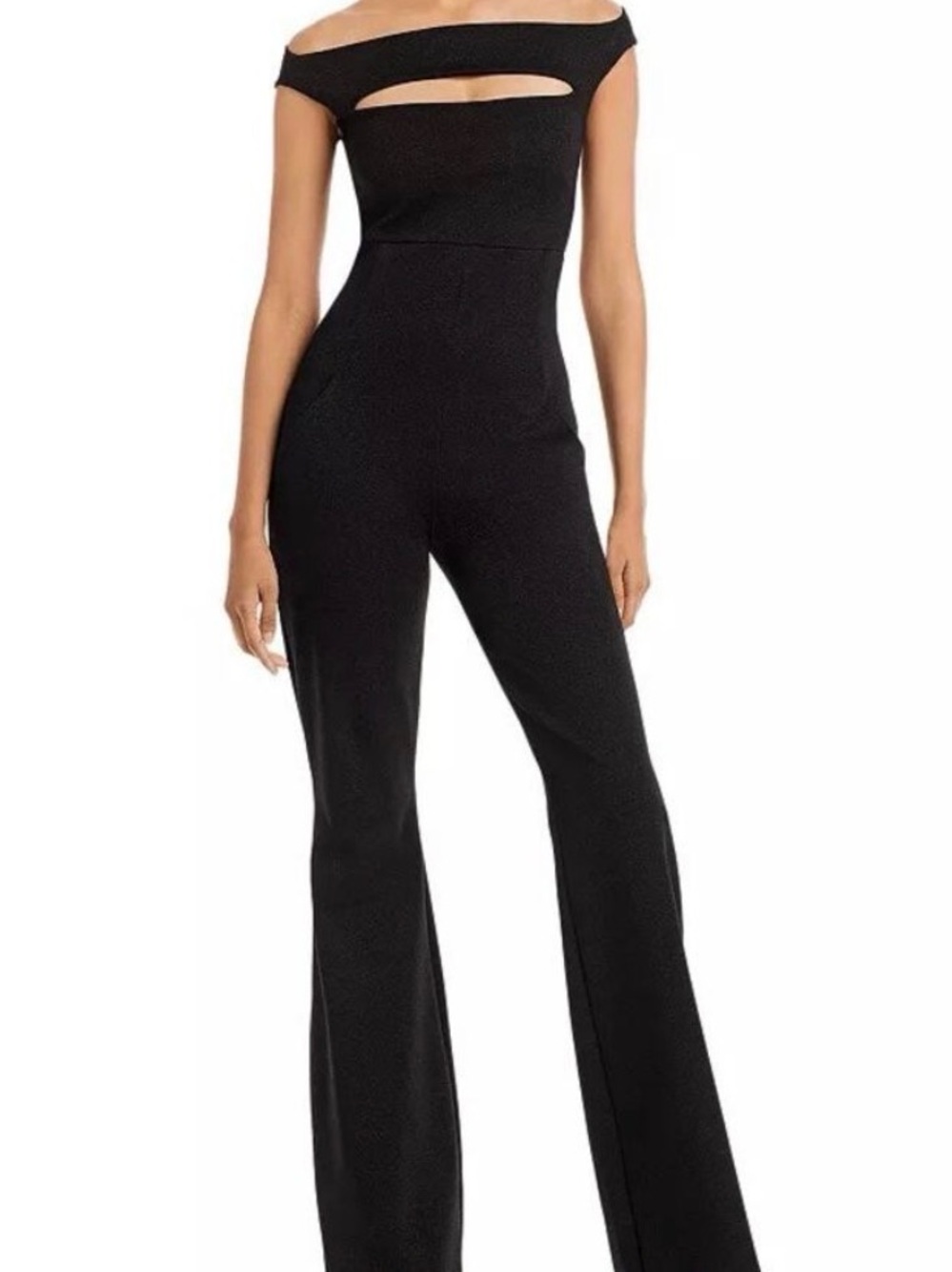 Chiara Boni Black Off-Shoulder Wide-Leg Jumpsuit with Chest Cutout